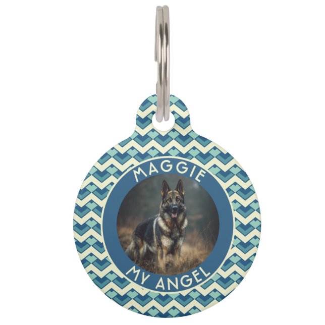 Cute Customized Pet Owner Gift Chevron Pattern Tag (Front)