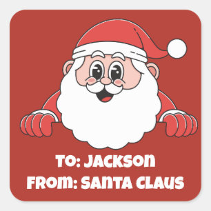 Cute Customized Red From Santa Claus Square Sticker