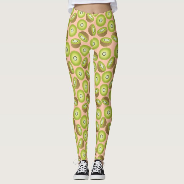 Cute Cut Kiwi Pattern Leggings (Front)