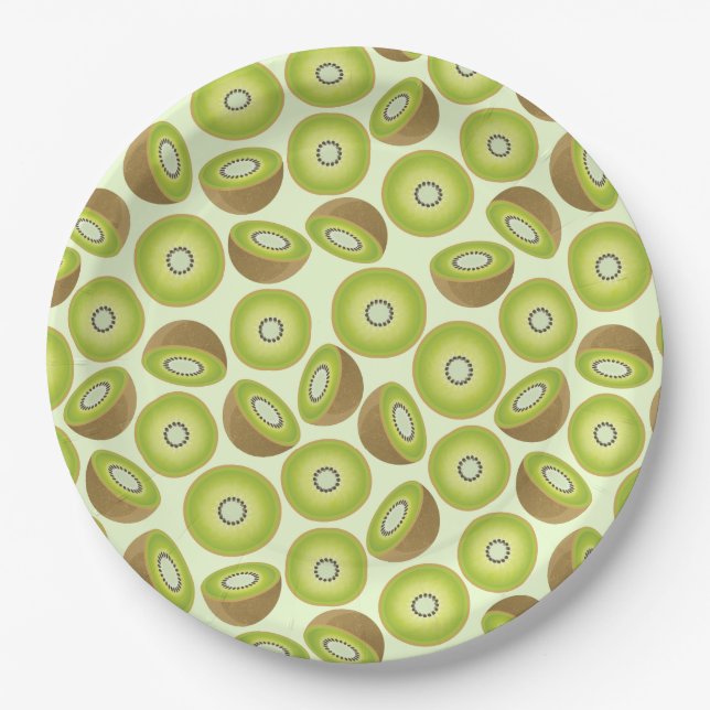 Cute Cut Kiwi Pattern Paper Plate (Front)