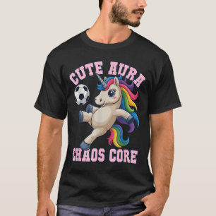 Cute Cute Aura Chaos Core Soccer Unicorn Win Women T-Shirt