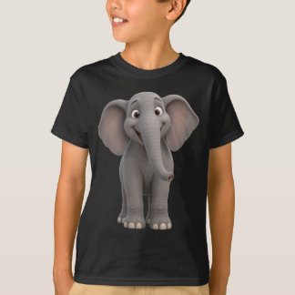 Cute Cute Elephant Kids Black T-Shirt