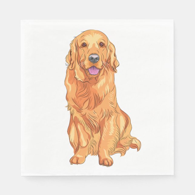 Cute Cute Puppy Golden Retriever Dog Party Napkin (Front)
