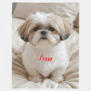 Cute Cute Shih Tzu Personalised Fleece Blanket