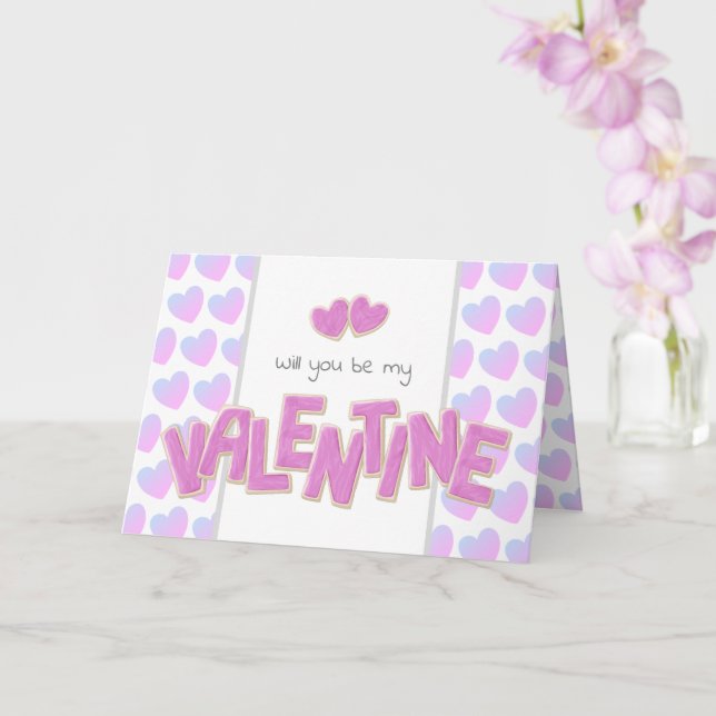 cute cutout cookies will you be my valentine card (Orchid)