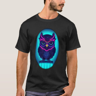 Cute Cyberpunk Owls With Bright Highlights Wise O T-Shirt