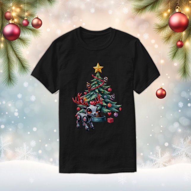 Cute Cyberpunk Reindeer with Christmas Tree T-Shirt (Creator Uploaded)