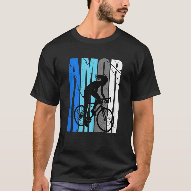 Cute Cycling Brown Amor Life Motivational Loves To T-Shirt (Front)