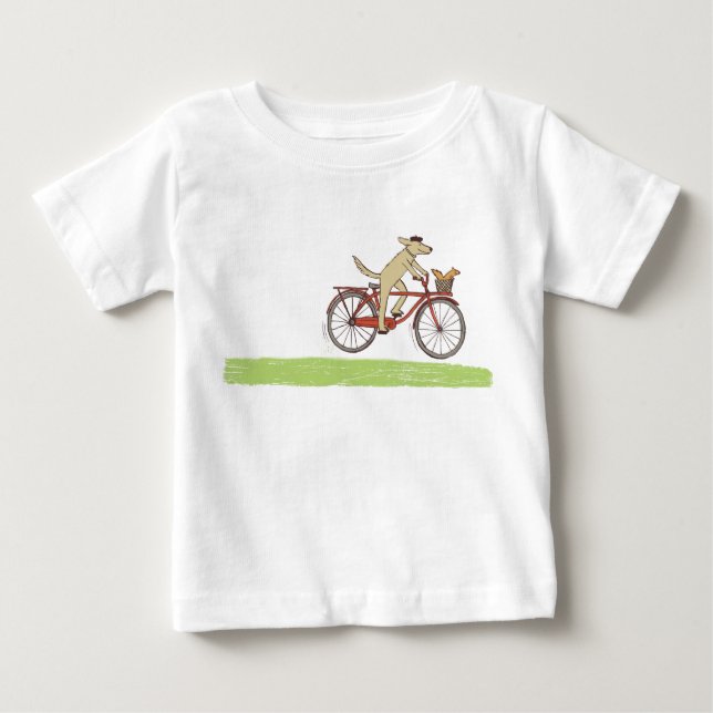 Cute Cycling Dog and Squirrel | Animal Friends Baby T-Shirt (Front)