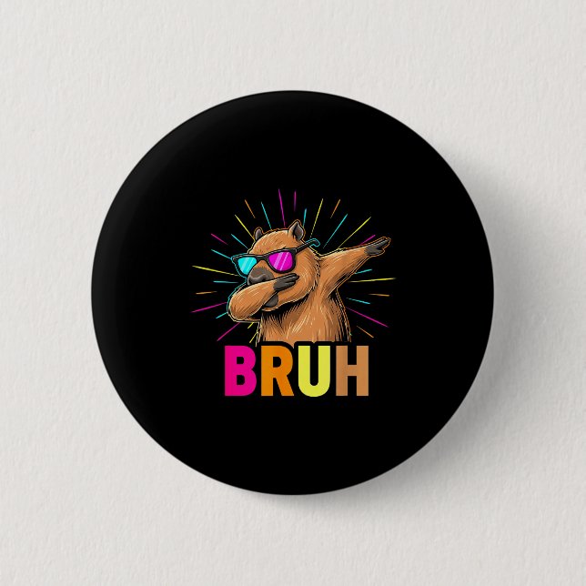 Cute Dabbing Capybara Funny Animal Meme Capy Lover 6 Cm Round Badge (Front)