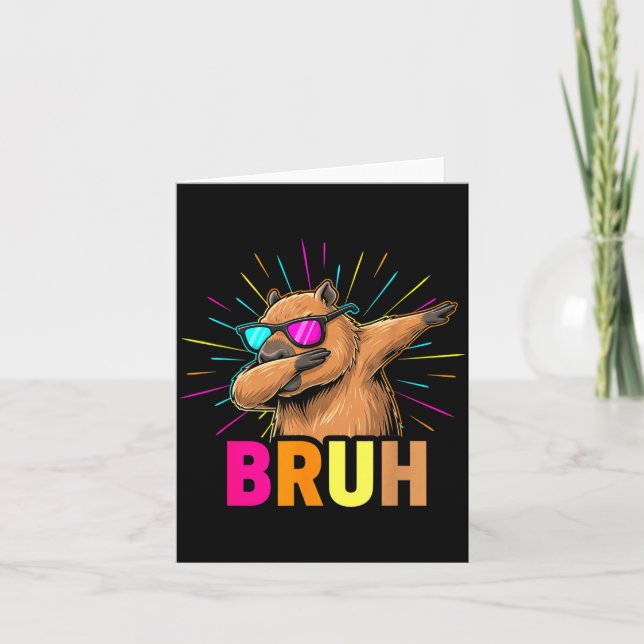 Cute Dabbing Capybara Funny Animal Meme Capy Lover Card (Front)
