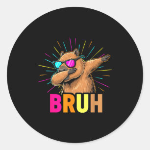 Cute Dabbing Capybara Funny Animal Meme Capy Lover Classic Round Sticker