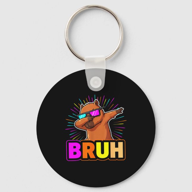 Cute Dabbing Capybara Funny Animal Meme Capy Lover Key Ring (Front)