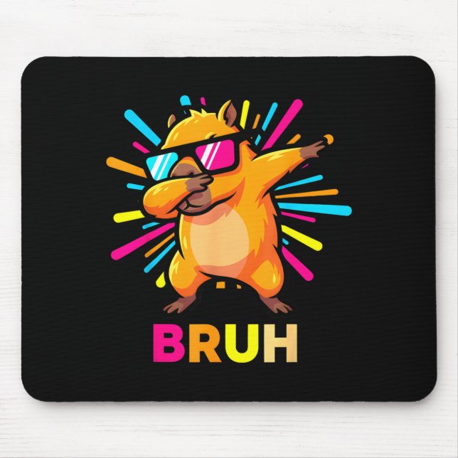 Cute Dabbing Capybara Funny Animal Meme Capy Lover Mouse Pad (Front)