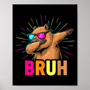 Cute Dabbing Capybara Funny Animal Meme Capy Lover Poster