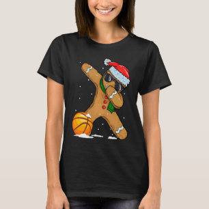 Cute Dabbing Christmas Gingerbread Basketball T-Shirt