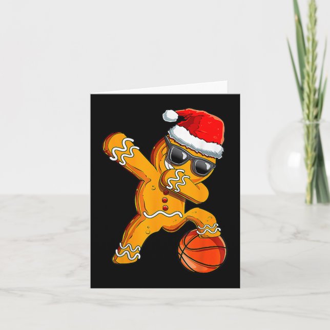 Cute Dabbing Christmas Gingerbread Cool Basketball Card (Front)