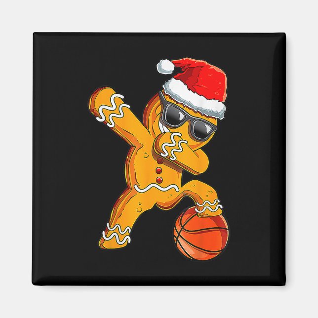 Cute Dabbing Christmas Gingerbread Cool Basketball Magnet (Front)