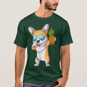 Cute Dabbing Corgi Dog Pineapple Tropical Fruit Su T-Shirt