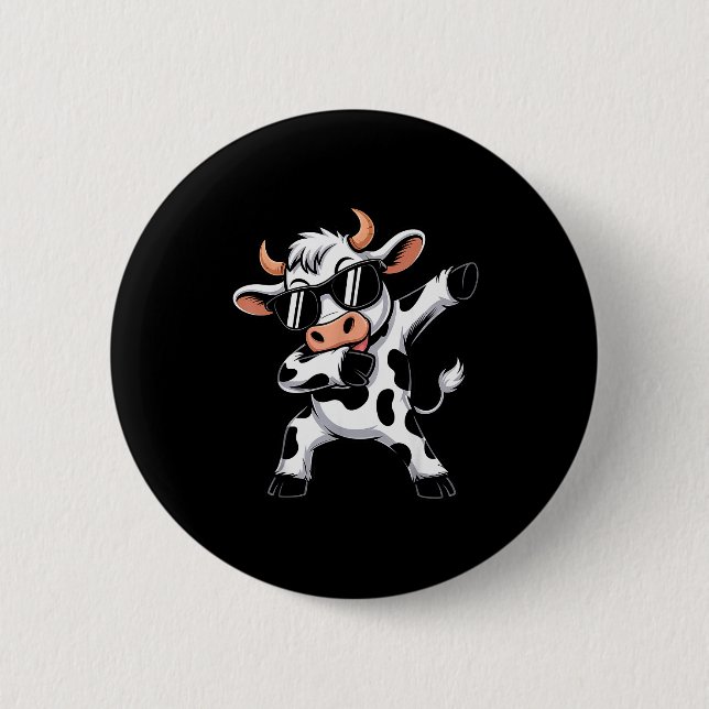 Cute Dabbing Cow Clothes Men Toddler Boys Farm Ani 6 Cm Round Badge (Front)