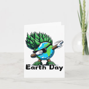 Cute Dabbing Earth Mohawk Trees Earth Day Dance Bo Card