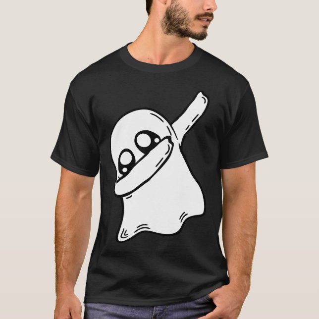 Cute Dabbing Ghost Dab Dance Gesture Pose Hallowee T-Shirt (Front)