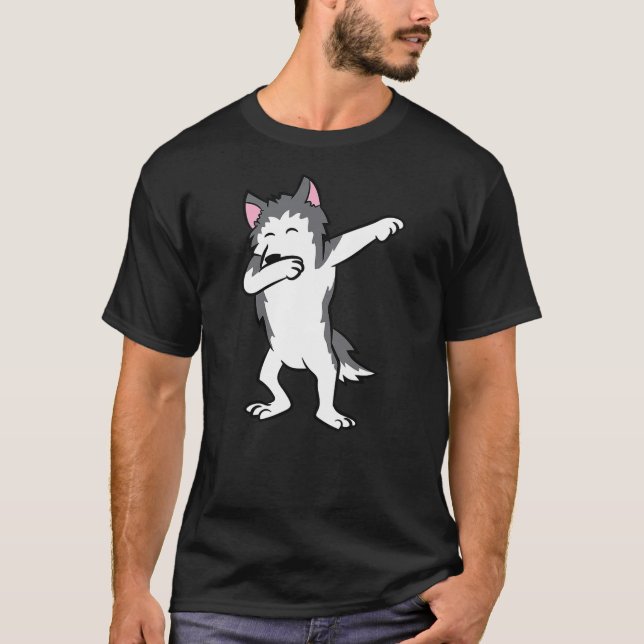 Cute Dabbing Husky Dog Love Huskies Kids Husky T-Shirt (Front)