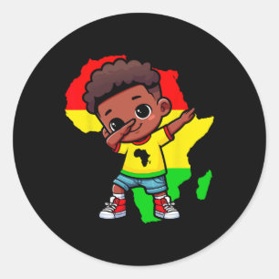 Cute Dabbing Kid Black History Month Kids Boys Gir Classic Round Sticker