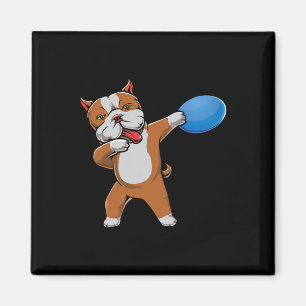Cute Dabbing Pitbull Disc Golf Lover Pit Bull Pet Magnet