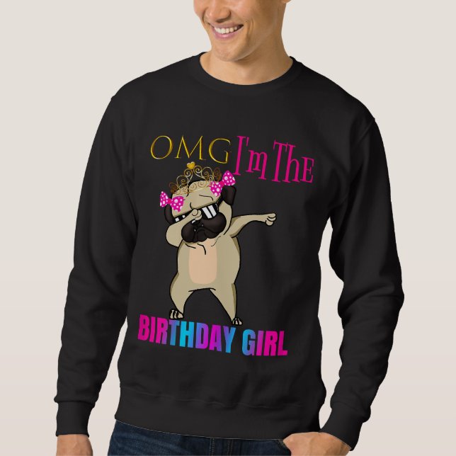 Cute Dabbing Pug Girl Party Outfit Classic T-Shirt Sweatshirt (Front)
