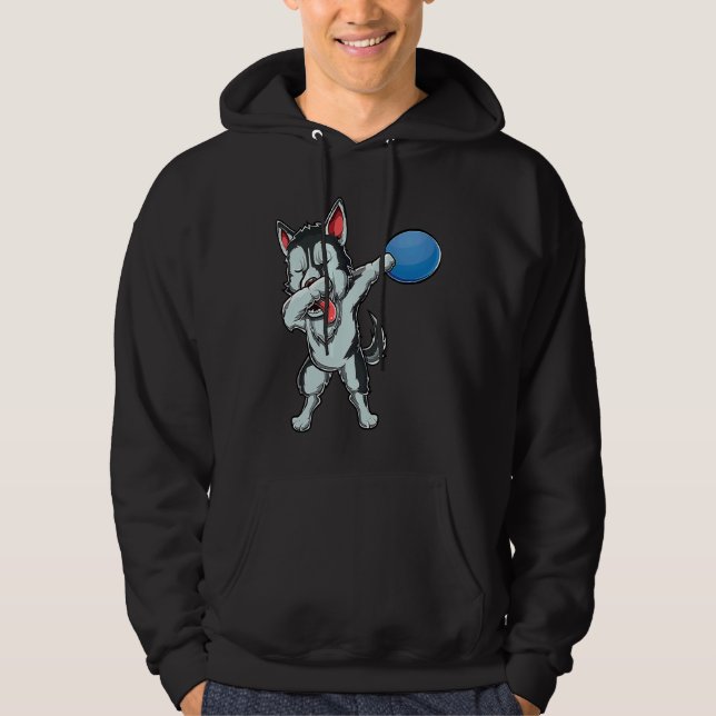 Cute Dabbing Siberian Husky Dog Dab Disc Golf Love Hoodie (Front)