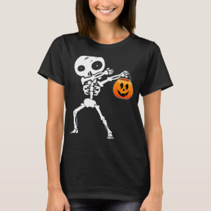 Cute Dabbing skeleton Jack O Lantern Pumpkin Happy T-Shirt