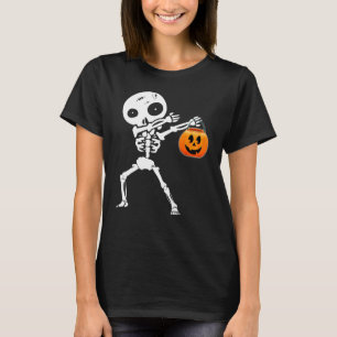 Cute Dabbing skeleton Jack O Lantern Pumpkin Happy T-Shirt
