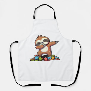 Cute Dabbing Sloth Autism Awareness Autistic Kids Apron
