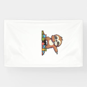 Cute Dabbing Sloth Autism Awareness Autistic Kids Banner