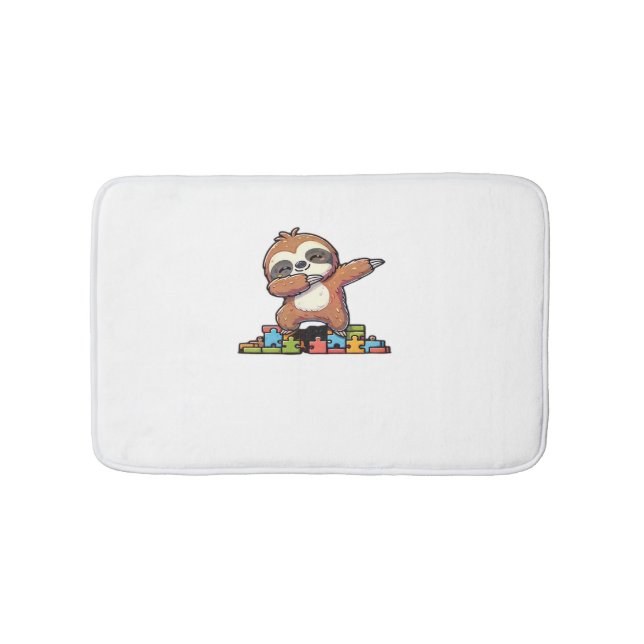 Cute Dabbing Sloth Autism Awareness Autistic Kids  Bath Mat (Front)