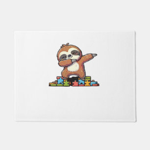 Cute Dabbing Sloth Autism Awareness Autistic Kids  Doormat