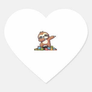 Cute Dabbing Sloth Autism Awareness Autistic Kids Heart Sticker