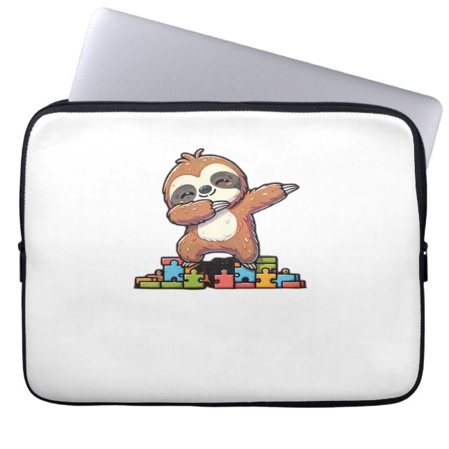 Cute Dabbing Sloth Autism Awareness Autistic Kids  Laptop Sleeve (Front)