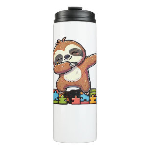 Cute Dabbing Sloth Autism Awareness Autistic Kids Thermal Tumbler