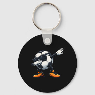 Cute Dabbing Sungles Footbyll Soccer Byll Cartoon Key Ring