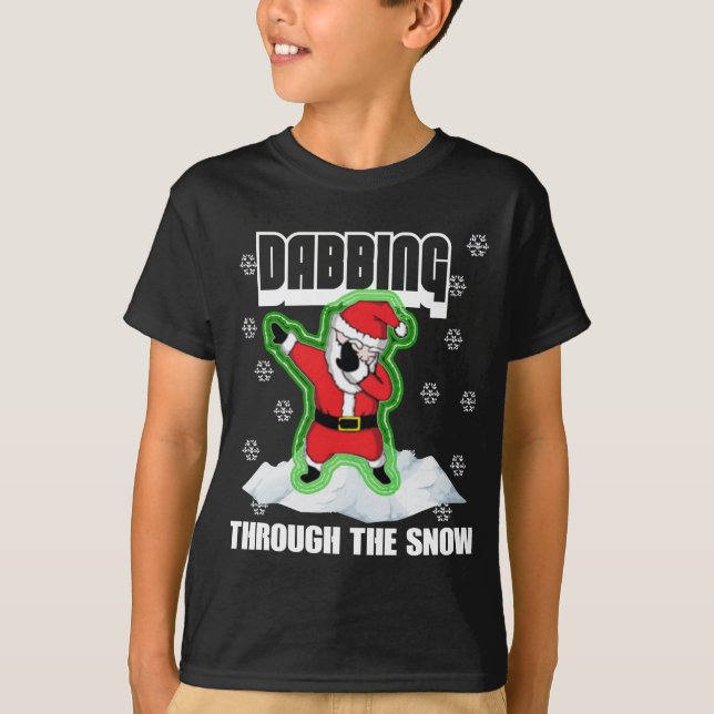 Cute DABBING THROUGH THE SNOW Ugly Sweater T-Shirt (Front)