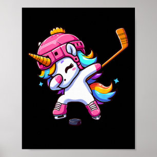 Cute Dabbing Unicorn Ice Hockey Girl Funny Ice Hoc Poster
