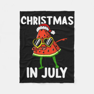 Cute Dabbing Watermelon Christmas In July Summer V Fleece Blanket