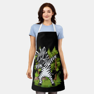 Cute Dabbing Zebra Funny Zebra Dance Animal Apron