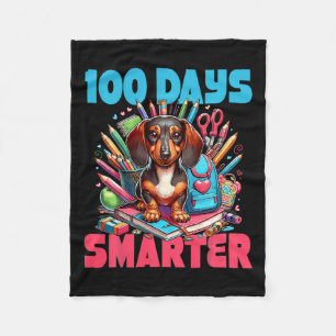 Cute Dachshund 100th Day Of School 100 Days Smarte Fleece Blanket