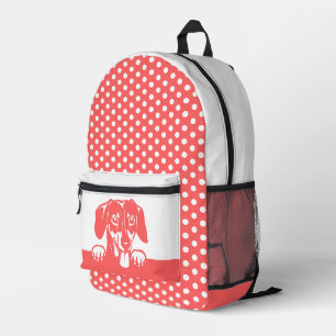 Cute Dachshund and Polka Dots Printed Backpack