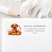 Cute Dachshund Autumn Return Address