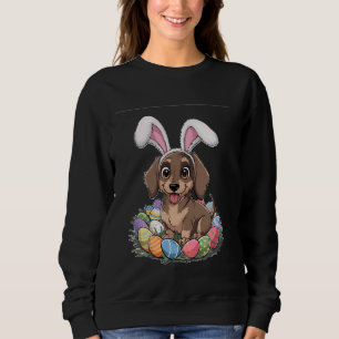 Cute Dachshund Bunny Ears Easter Egg Hunt Dog Love Sweatshirt