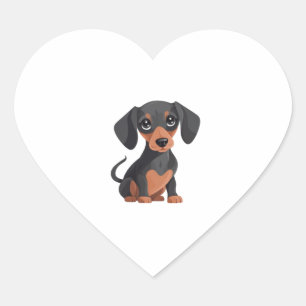 Cute Dachshund Cartoon Adorable Wiener Dog Clipart Heart Sticker